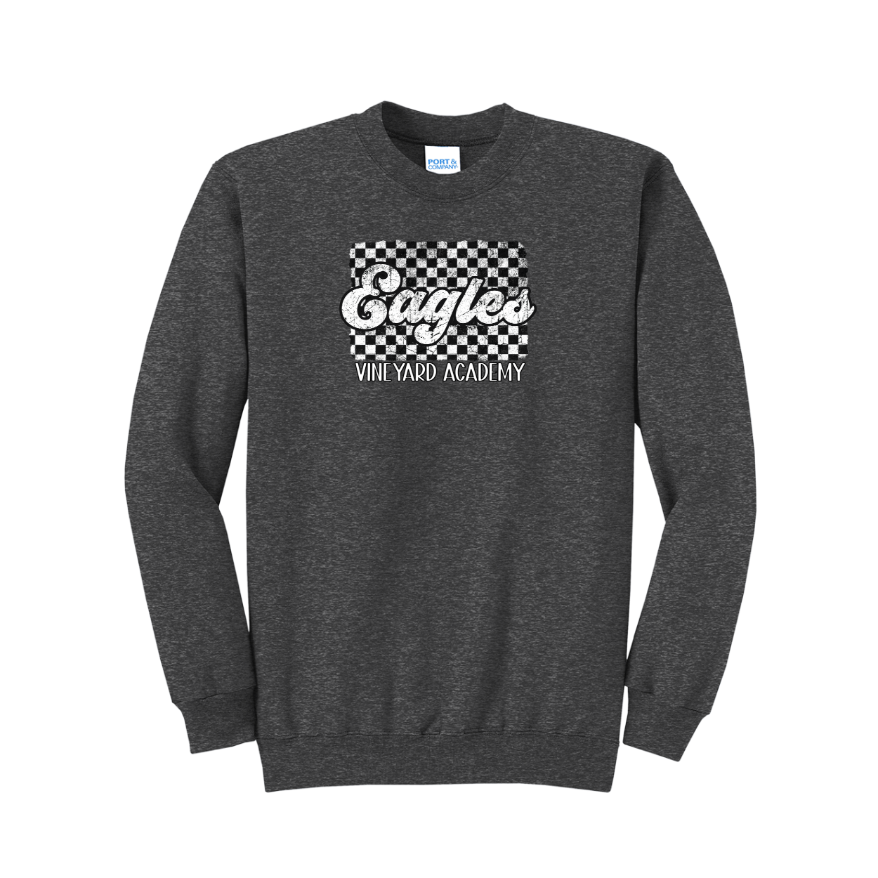 Vineyard Academy Black and White Checkered Crewneck Sweatshirt