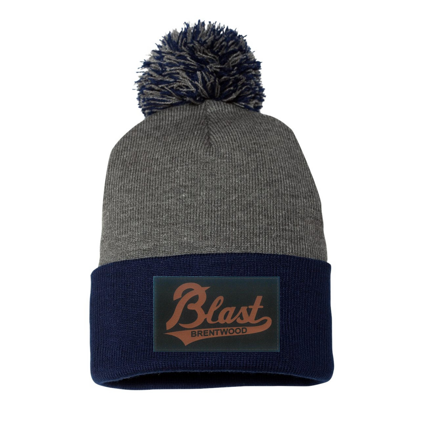 Lady Blast Leather Patch Beanie with Pom