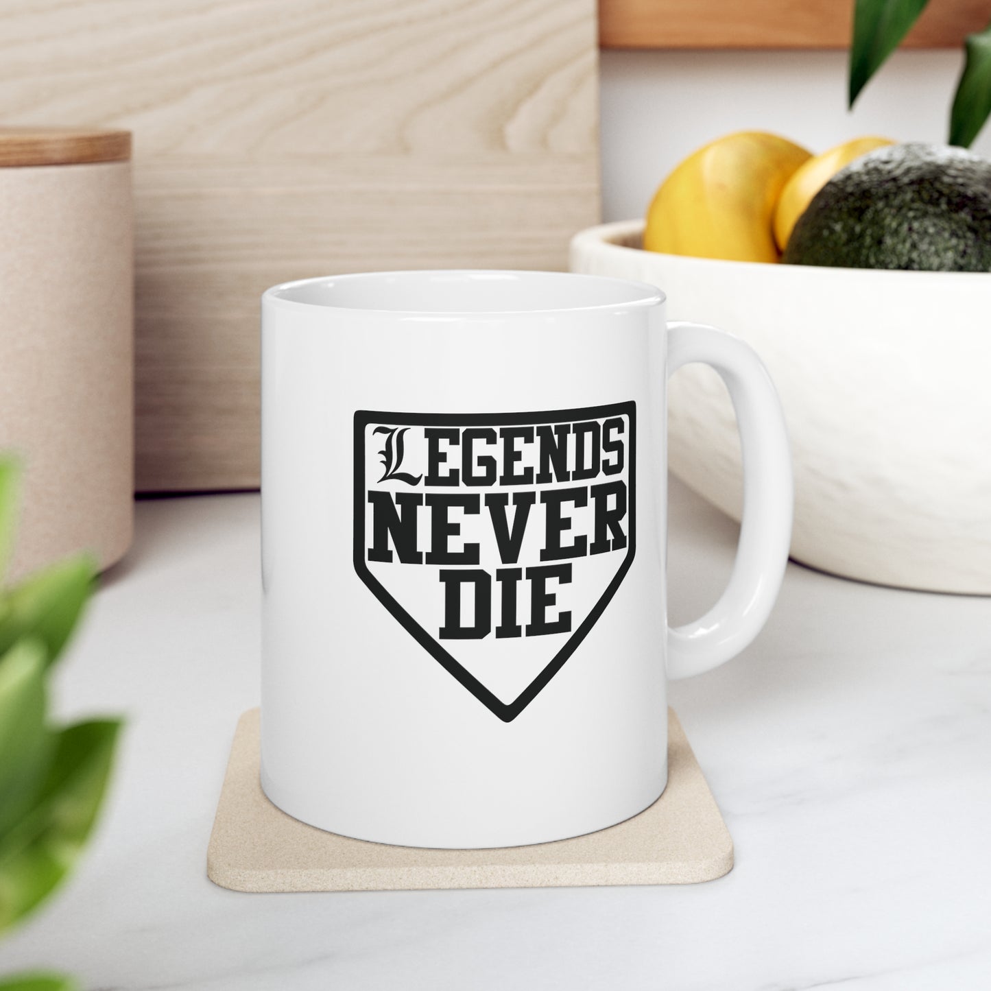 Legends Never Die Ceramic Mug, 11oz