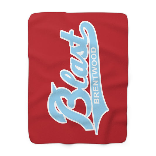 Blast Red and Columbia Blue Sherpa Fleece Blanket