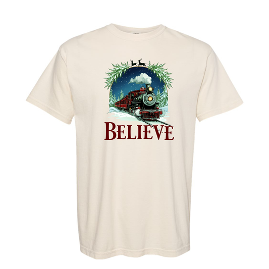 Christmas Train Believe T-Shirt