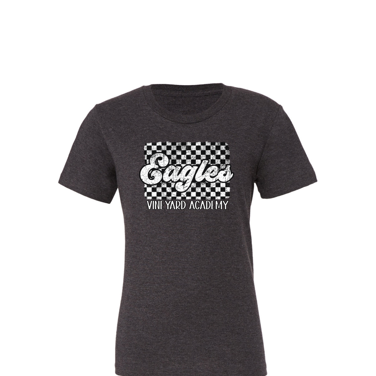 Vineyard Academy Eagles Black and White Checkered Tee