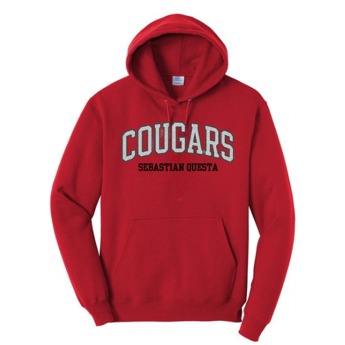 Questa Cougars Glitter Applique Embroidery Hoodie
