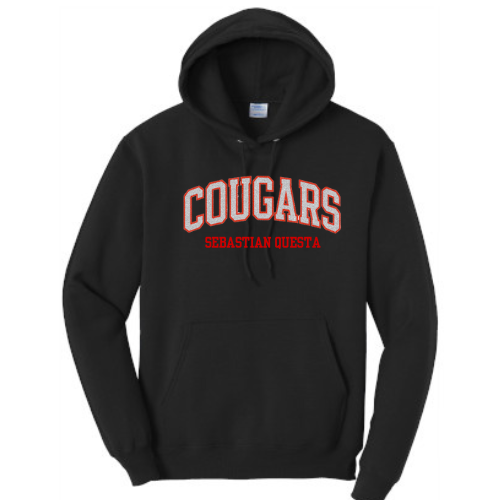 Questa Cougars Glitter Applique Embroidery Hoodie