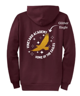 Vineyard Academy Soaring Eagle Glitter Zip Hoodie