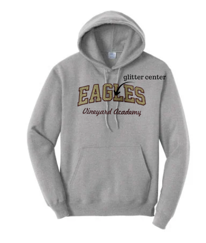 Vineyard Academy Eagles Glitter Applique Embroidery Hoodie