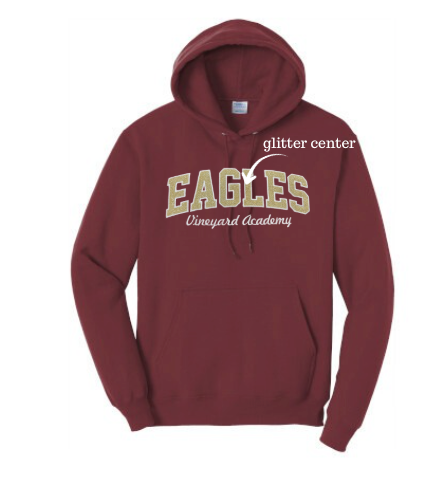 Vineyard Academy Eagles Glitter Applique Embroidery Hoodie