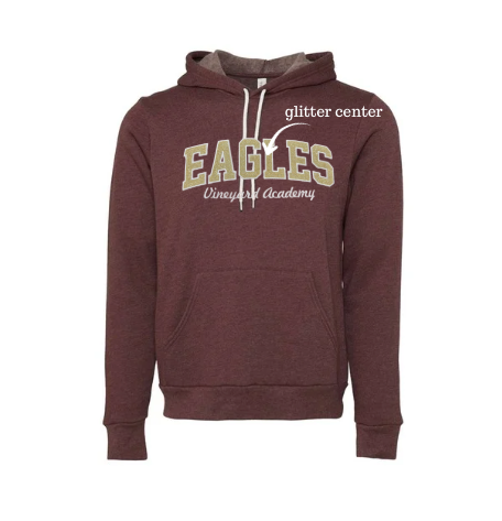 Vineyard Academy Eagles Glitter Applique Embroidery Hoodie